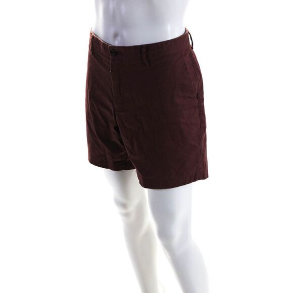 Michael Kors Mens Mid Rise Flat Front Chino Shorts Barbeque Red Cotton Size 34 - Picture 2 of 6